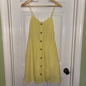 EUC Juniors Sz M Copper Key, Yellow, Mini Sundress, Lined, Cotton Cool Summer